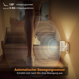 JandCase JandCase Nachtlicht Steckdose, Nachtlicht mit Bewegungsmelder, Nachtlicht Kinder Dimmbar 0-100ML, 3 Modi (Auto/ON/OFF), 3000K Warmwei?, Nachtlicht LED Steckdose fr Kinderzimmer, Schlafzimmer, Gang