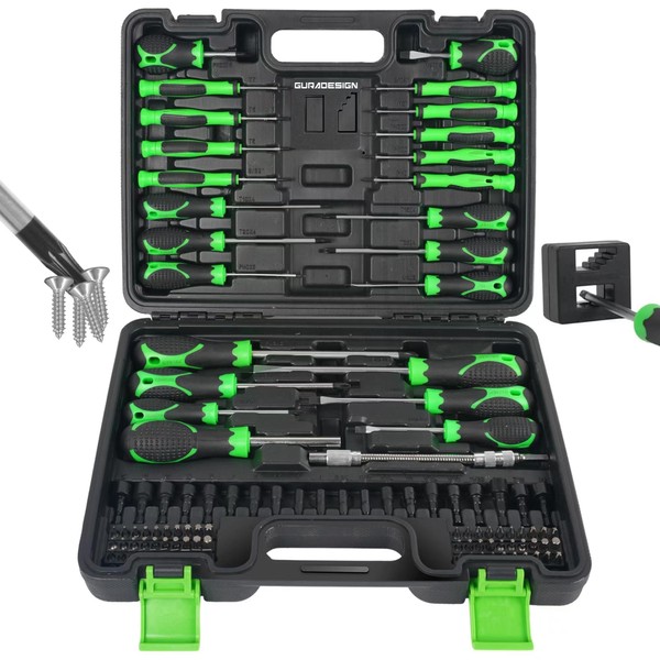 GURADESIGN 107-Piece Magnetic Screwdrivers Set with Case, Screw Driver Set,