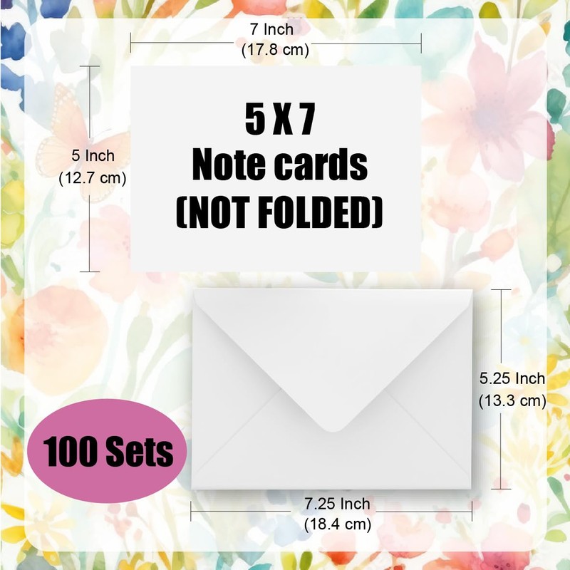 ANSSDO 5x7 Cardstock with Envelopes NOT FOLDED, Heavyweight White Blank