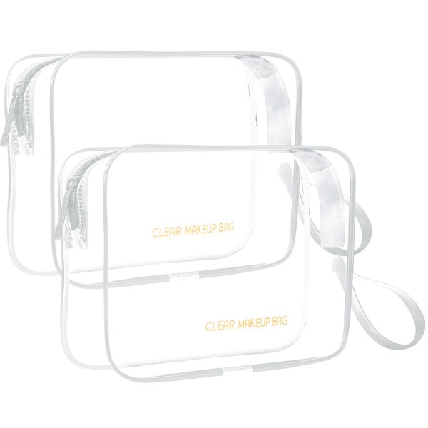 Icramsy Clear Makeup Bag,2 Pack TSA Approved Toiletry Bag Travel