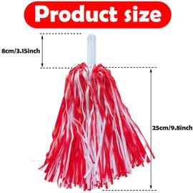 Hooshing 24PCS Red and White Pom Poms Cheerleading Plastic Cheer Pom Poms with Handles for Team Spirit Sports Party Dance