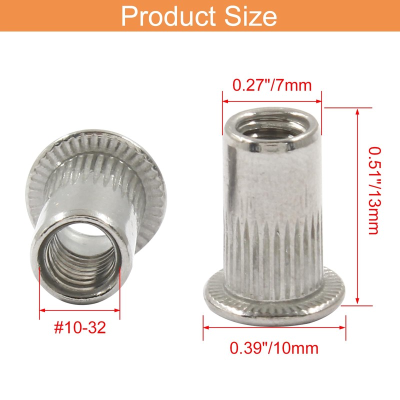 Cionyce 50 Pcs #10-32 UNC Rivet Nuts - Aluminium Alloy