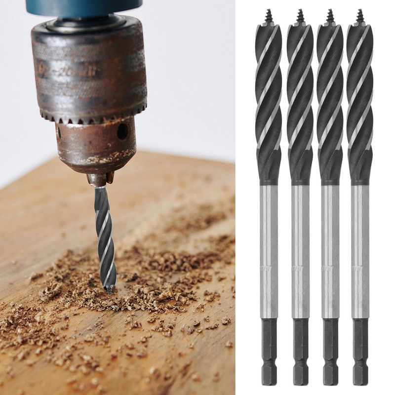 5Pcs Brad Point Drill Woodworking 4 Flute Cut Drilling Tool