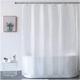 Canadian Linen 3D PEVA Shower Curtain Liner 72x72 inches, Heavy Duty Thickness Waterproof Shower Curtain for Bathroom Shower and Bathtub, Clear Shower Liner for use Alone or with Fabric Curtain