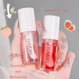 Dulele Juego de 4 aceites labiales con sabor a fruta, aceite hidratante que brilla intensamente, bálsamo labial no pegajoso, cuidado de labios hidrata