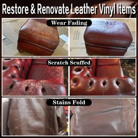 Maroon Leather Repair Kit for Furniture Dye Car Interior Vinyl Seats Paint Leather Conditioner Couch Handbag Chair Stain Remover Recoloring Balm Restorer Filler Cream Cat Scratch & Color Applicator