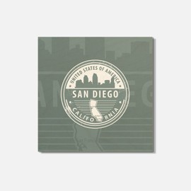 Unbranded San Diego California USA Grunge Travel 4'' X 4'' Square Wooden Coaster