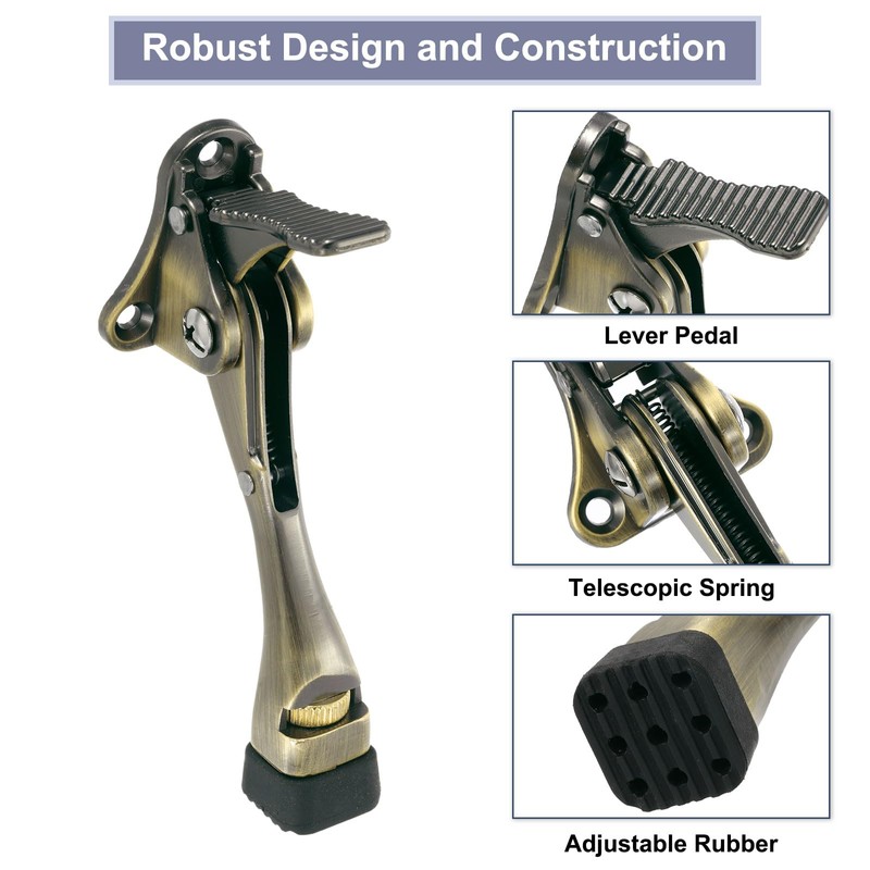 QUARKZMAN 4 Inch Kickdown Door Stop, One Button Pedal Door