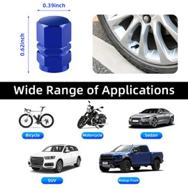 Kewucn 8 PCS Car Tire Valve Stem Caps, Aluminum Alloy Air Caps Cover with Rubber Ring, Corrosion Resistant Airtight Dust Proof Covers, Universal for SUVs, Trucks, Motorcycles and Bikes (Blue)