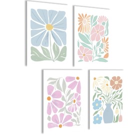 Aura Poster Set Pictures Body Mind Soul Heart Aesthetic Style Preppy Room Decor Y2K Aesthetics Yoga Law of Attraction Manifestation (Abstract Flowers, Poster Set 4 x A4 (21 x 30 cm) | Without Frame)