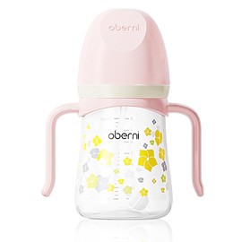 Oberni Toddler Sippy Cup, Weighted Straw Baby Drinking Water Bottle with Valved Spout for 6+ Months, 300ml/10oz/Pink/1Pack