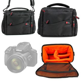 DURAGADGET Shock-Absorbing & Water-Resistant Carry Bag in Black & Orange - Compatible with The Nikon Coolpix P900 SLR Camera