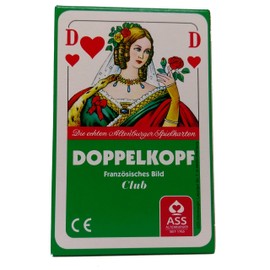 Premium Doppelkopfkarten in Faltschachtel, französisches Bild, Club, ASS Altenburger Spielkarten, 50 Blatt Doppelkopf Spielkarten inkl. Turnier Spielregeln des Deutschen Doppelkopf-Verbandes