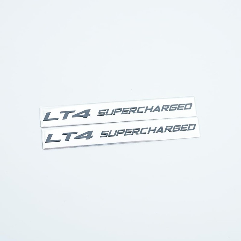 Pair Set LT4 Supercharged Highly Polished Real Aluminum Emblems Badge