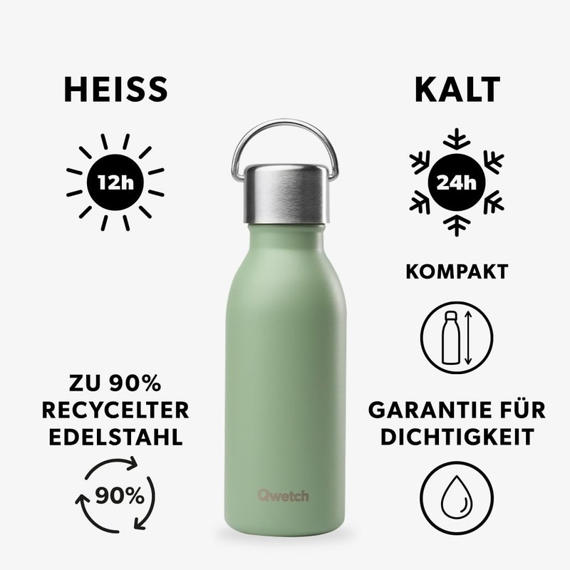 Qwetch - Water Bottle 350 ml Stainless Steel Lime Green