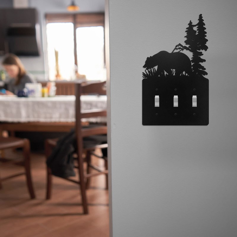 Lothee Metal Bear Switch Covers Moose Tree Mountain Elk Black