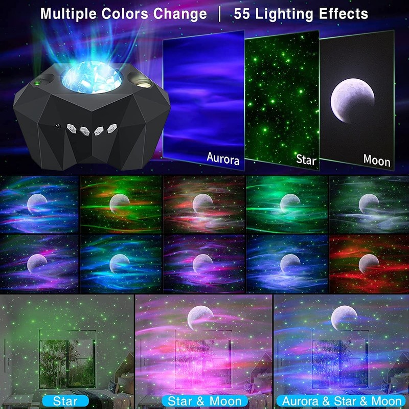 VSM Dream Aurora/Northern Light/Star Projector Light, Real Moon Like Projection,