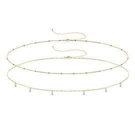 AoedeJ Pearl Body Chains Pearl Waist Chains Layered Waist Chains Summer Beach Jewelry Belly Chains Jewelry For Women Grils (Silver)