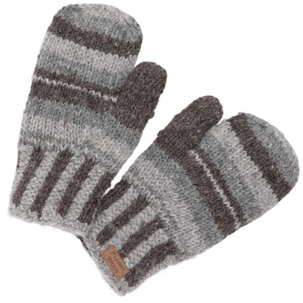 GURU SHOP Hand Knitted Mittens Striped Wool Gloves, Gloves from