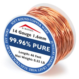 Copper Wire 99.95% Pure – 14 Gauge 1.6mm – 46 Feet, 0.55 Pound Spool – C11000 Soft Copper Wire Craft Wire for Gardening, Electroculture, Jewelry Making, Beading, Ground Wire & DIY (14 Gauge, 0.55 LB)