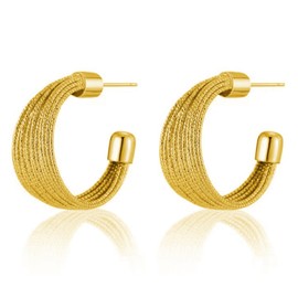 GoldenPlayer Earrings for Women, Hypoallergenic Earrings, Earrings with 925 Silver Needle, Hoop Earrings with Earring Box, Copper, No Gemstone