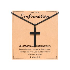 PINKDODO Confirmation Gifts for Teenage Boys Catholic Men Cross Necklace