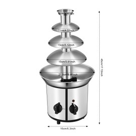 4 Tier Chocolate Fountain Stainless Steel Electric Chocolate Fondue Fountain Machine with Removable Spiral Shaft for Weddings, Birthdays, Graduation Parties