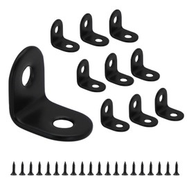 Small Brackets, 10Pcs Black Stainless Steel Right Angle Bracket, 20x20mm Small Shelf Brackets Angle Iron, Security Corner Brace, Wall Brackets for Wood Shelf Furniture Shelf Desk Y3LXZJ