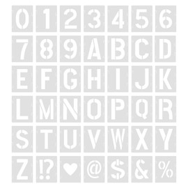 SAVITA Pack of 42 Letter Number Templates, 5 cm Reusable Plastic Stencils, Vintage Letters Symbol Numbers, Craft Stencils for Painting DIY Art Projects Decoration