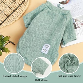 Winmany Sweater for Small Medium Dogs Cats Turtleneck Clothes Chihuahua Yorkie Puppy Plain Green S