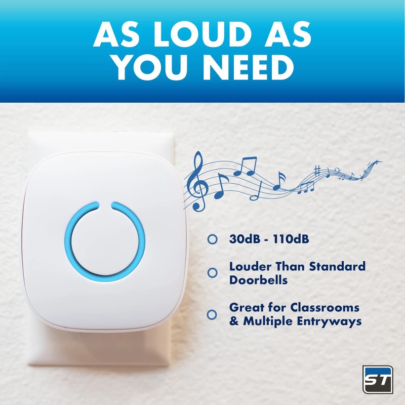 SadoTech Wireless Doorbell Kit, Black, 2 Plug In Receivers