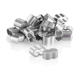 COM-FOUR® 24x rope clamps 6mm - aluminum choke clamps - crimp sleeves for expander ropes - double sleeves for elastic straps - press clamps for tarpaulins (silver colored - 06mm)