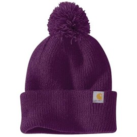 Carhartt Women's Knit Pom Cuffed Beanie, Eggplant