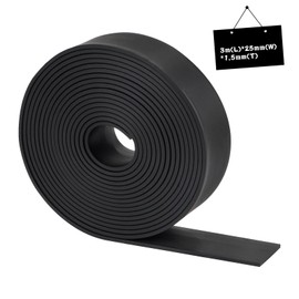LALAGO Rubber Strips, Neoprene Rubber Mat, 25 mm (W) x 1.5 mm (D) x 3 m (L) Solid Rubber Profile, Rubber Mat Sold by the Metre, Narrow Rubber Underlay, Rubber Plate for Seals, Flooring Protection,