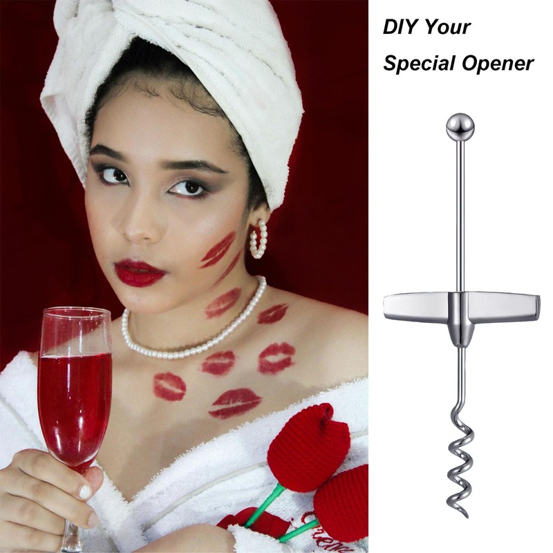 4 Pack Beadable Corkscrew Wine Bottle Opener with Blank Handle