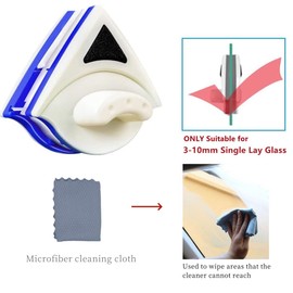 HACHWAIZZ Double Sided Window Cleaner - Magnetic Window Glass Wiper Cleaning Tool for with Microfiber Cleaning Cloth (Grey) High-Rise Household Cleaning Cleaning Windows Thickness 0.1''-0.3'' (Blue)