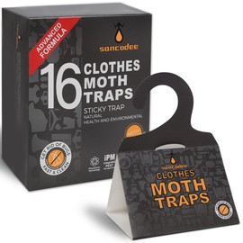 Sancodee 16 Pack Clothes Moth Traps with Natural Pheromones, Clothing Moth Hanging Glue Trap, Sticky Boards for Closets Moths