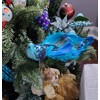 Glitter Blue Peacock Christmas Tree Ornaments with Clips 11inch Feathered