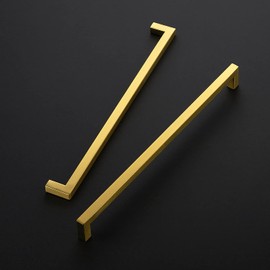 Ravinte 5 Pack 12-3/5 Inch Kitchen Square Cabinet Handles Cabinet Pulls Brushed Brass Drawer Pulls Kitchen Cabinet Hardware Kitchen Handles for Cabinets Cupboard Handles Drawer Handles