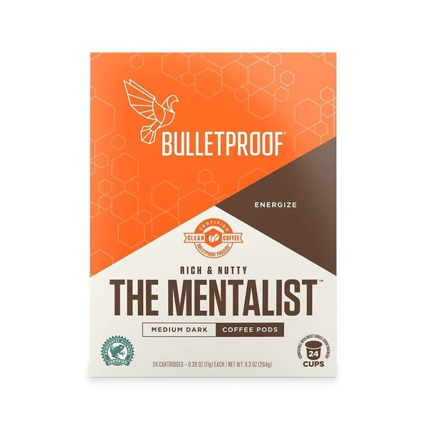 Bulletproof The Mentalist Coffee Pods, Medium Dark Roast, Compatible with Keurig and Keurig 2.0, Medium Dark Roast, 24 Count
