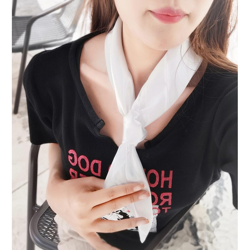 1 Piece of White Square Satin Scarf Wrap Ribbon Neck