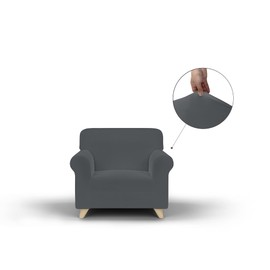 Pretty Double Elastic Sofa Cover Dark Grey 1 Place