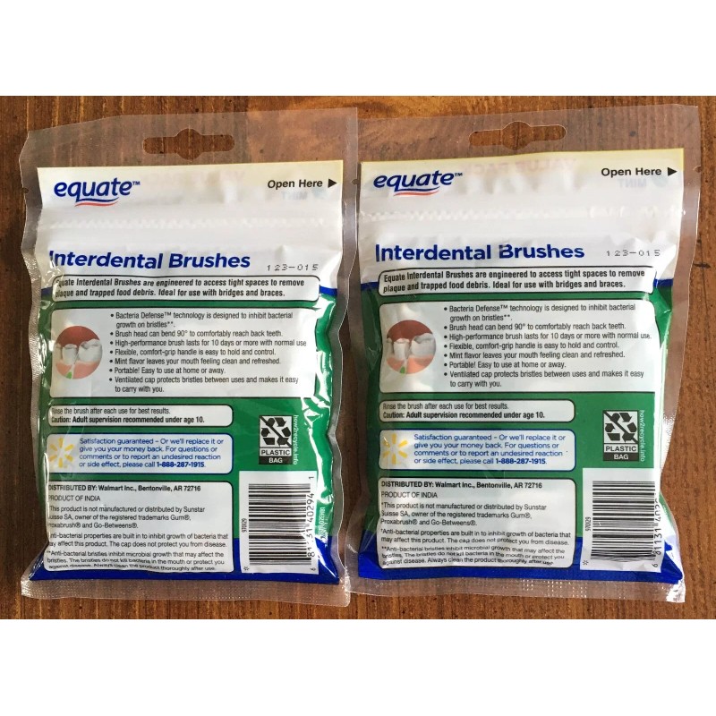EQUATE 2 Pack of Equate Interdental Brushes for Tight Spaces