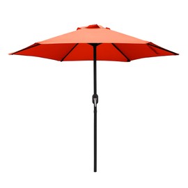 ABBLE Outdoor Patio Umbrella 7.5 Ft with Crank, Weather Resistant, UV Protective Umbrella, Durable, 6 Sturdy Steel Ribs, Market Outdoor Table Umbrella, Garden Umbrella Market Umbrella, Orange