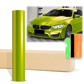 12"x60" (1FTx5FT) Lime Green Matte Metallic Satin Pearl Vinyl Wrap Auto Car Sticker Decal Film Sheet Bubble Free Air Release Technology with Tool Kit