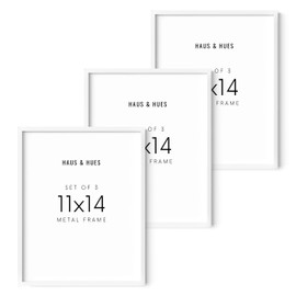 HAUS AND HUES 11x14 White Aluminum Frame Set of 3 - Modern Gallery Pack, Wall Display (White Aluminum Frames)