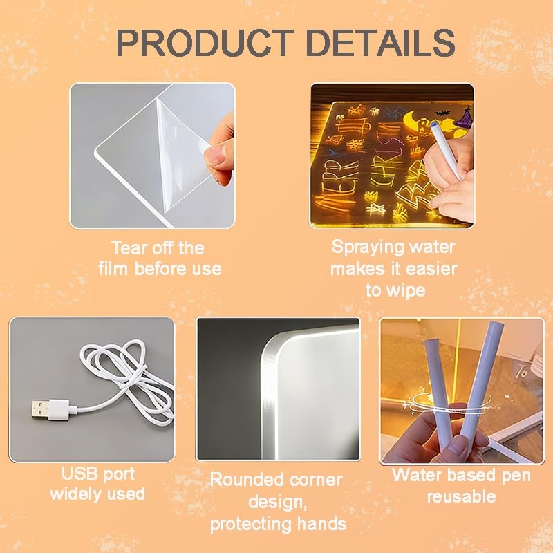 Led Drawing Board, LED Note Board with Colors, Light Up