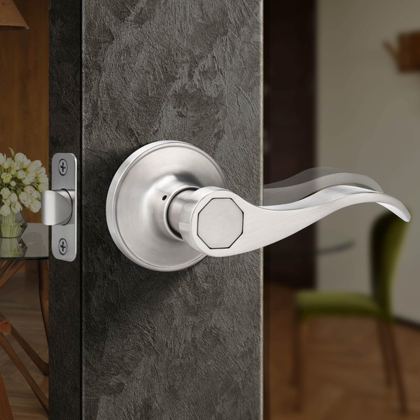 Moquin Wave Design Passage Door Lever Without Keys and Lock,