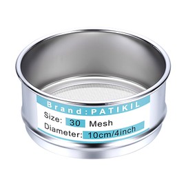 PATIKIL 30 Mesh (0.6 mm) Test Sieve, 3.9 inch (10 cm) Diameter, 304 Stainless Steel Wire Mesh, Industrial, Laboratory, Home Use, Soil Sifter, Dry Screen