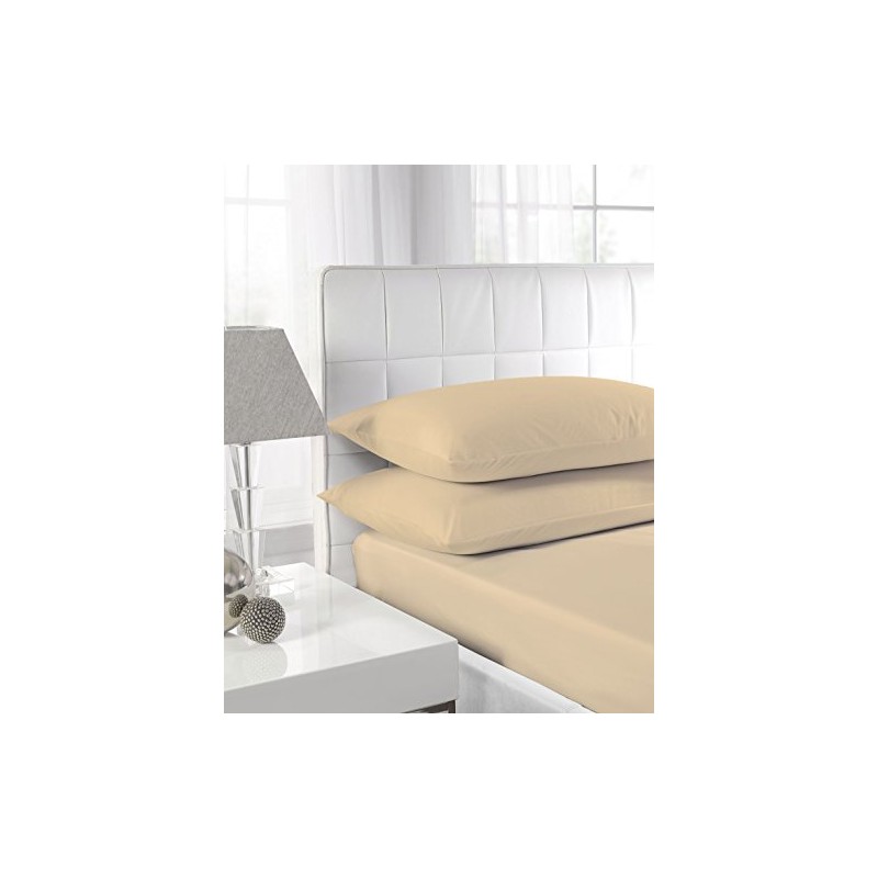 Textiles Direct Easy Care Polycotton Latte Single Fitted Sheet